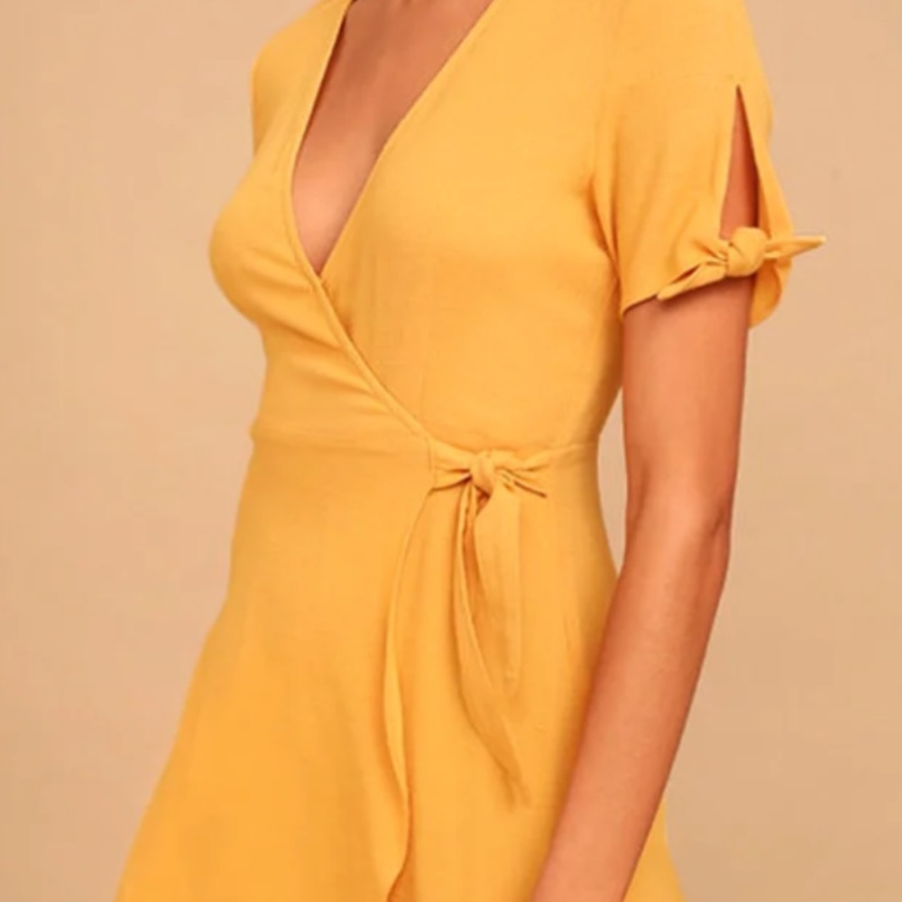 Lulu’s Yellow Wrap Dress - Picture 5 of 5